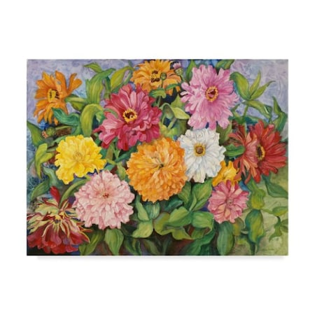 Joanne Porter 'Zinnias In A Pebbly Sky' Canvas Art,14x19